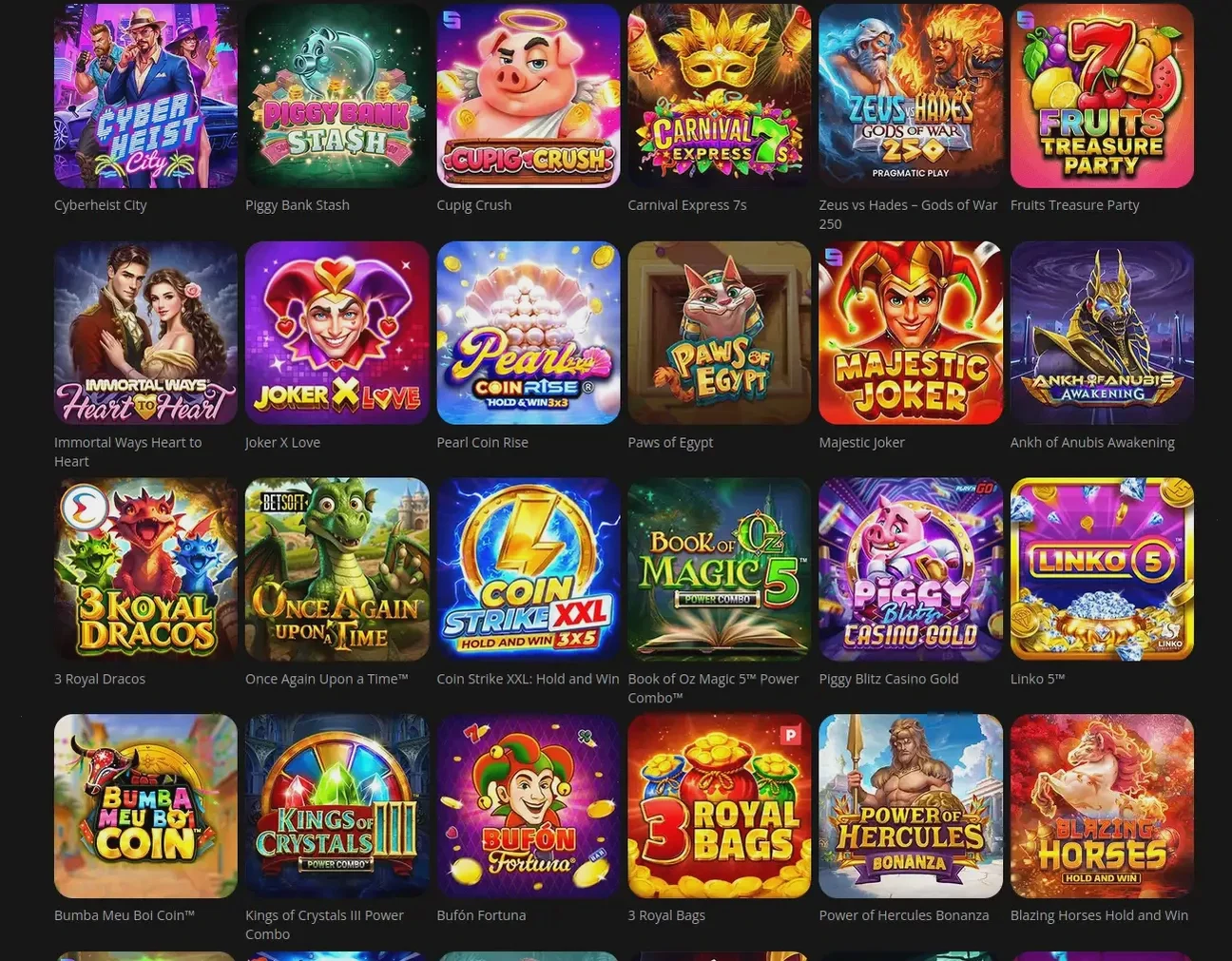 Игровой интерфейс казино Атом